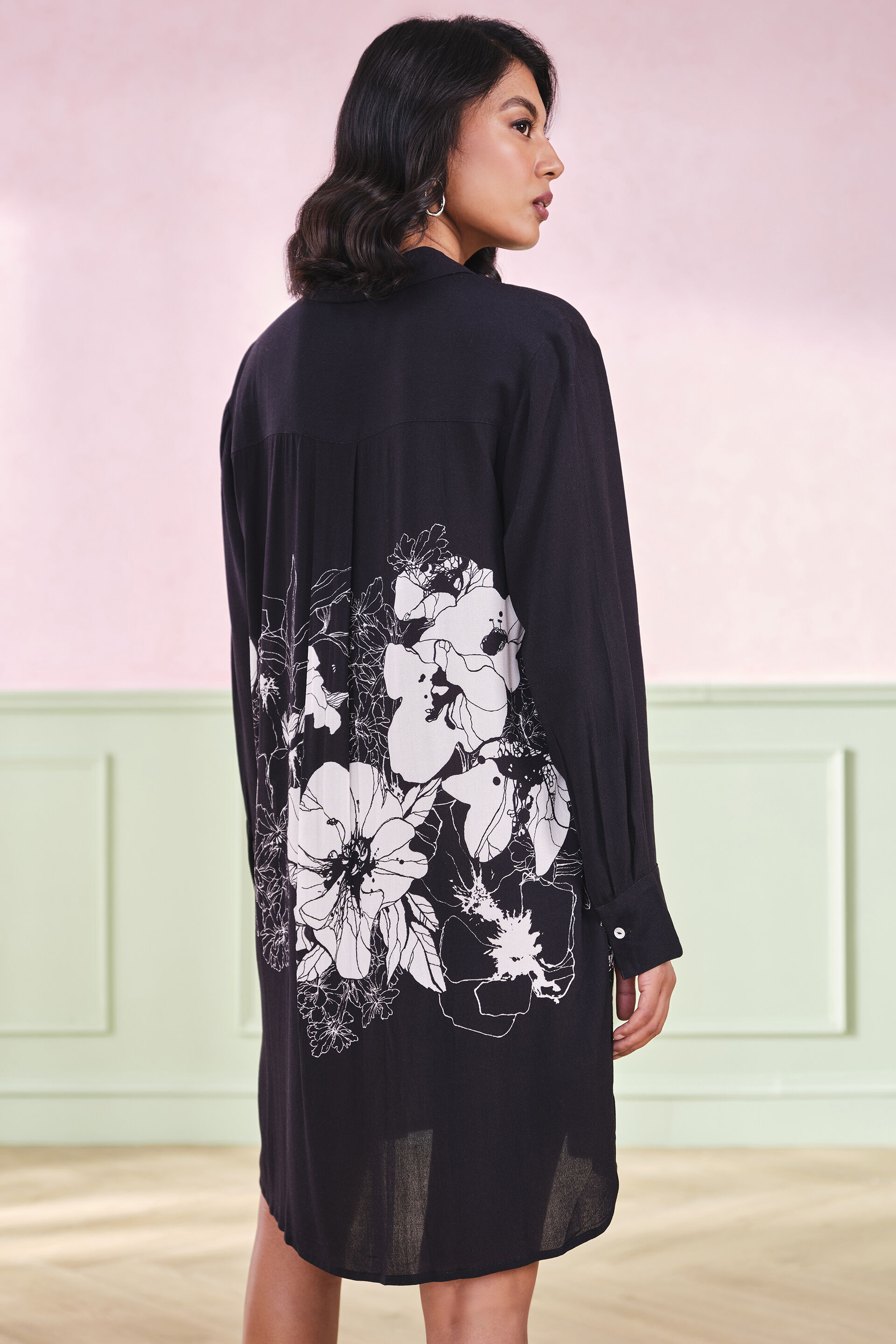 Lily Popover Viscose Dress, Black, image 4